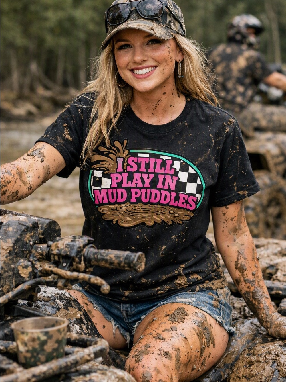 Women’s Black Graphic Tee - I Still Play in Mud Puddles